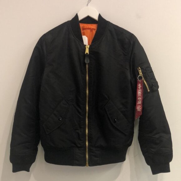 Alpha Industries Black Reversible MA-1 Bomber Flight Jacket - Picture 2 of 11